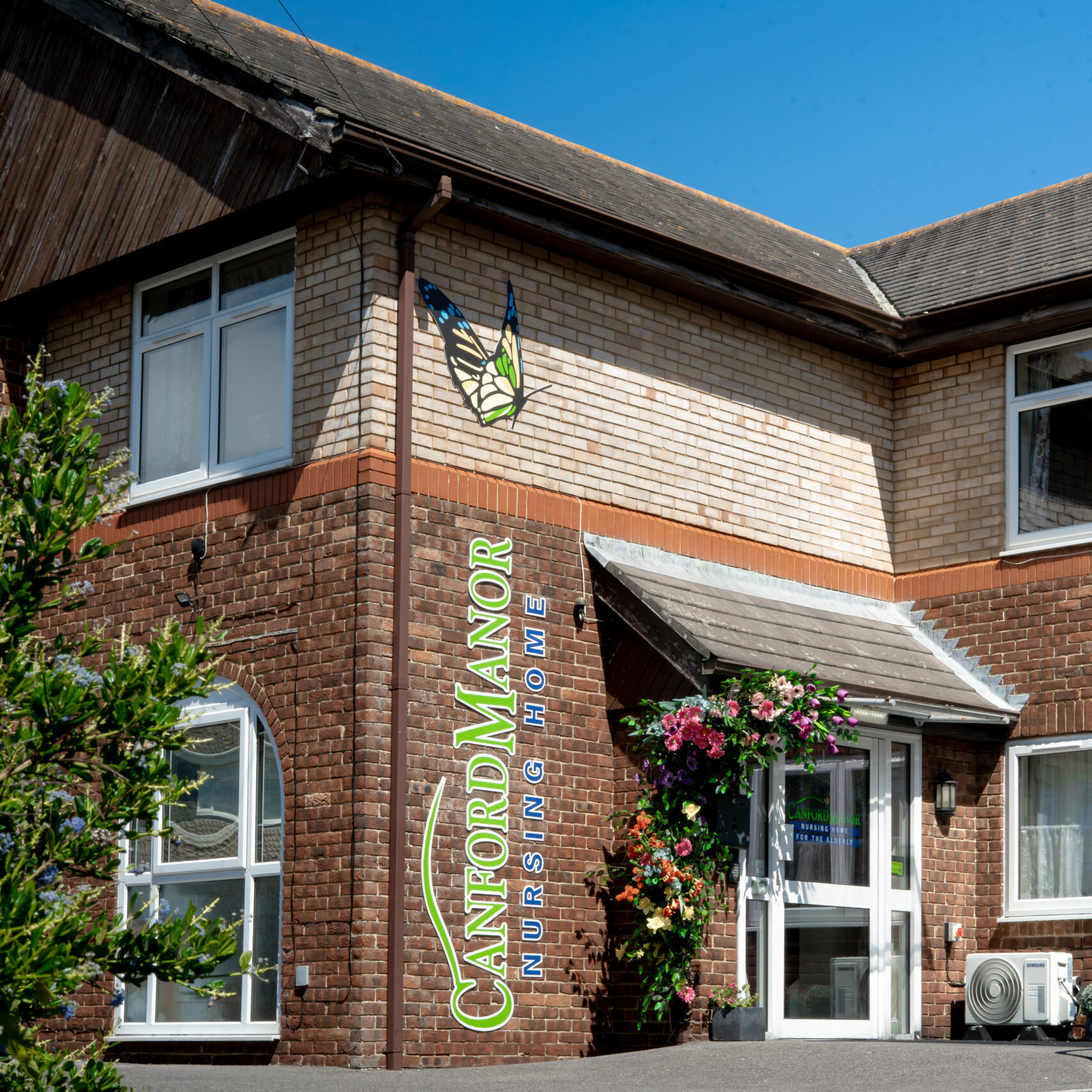 Canford Manor nursing home in Lee-on-the-Solent with its name sign