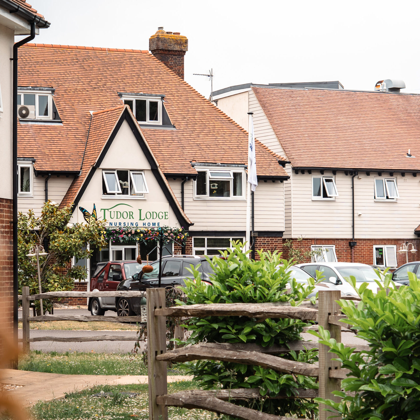 Tudor Lodge nursing home in Fareham, seen from the front garden